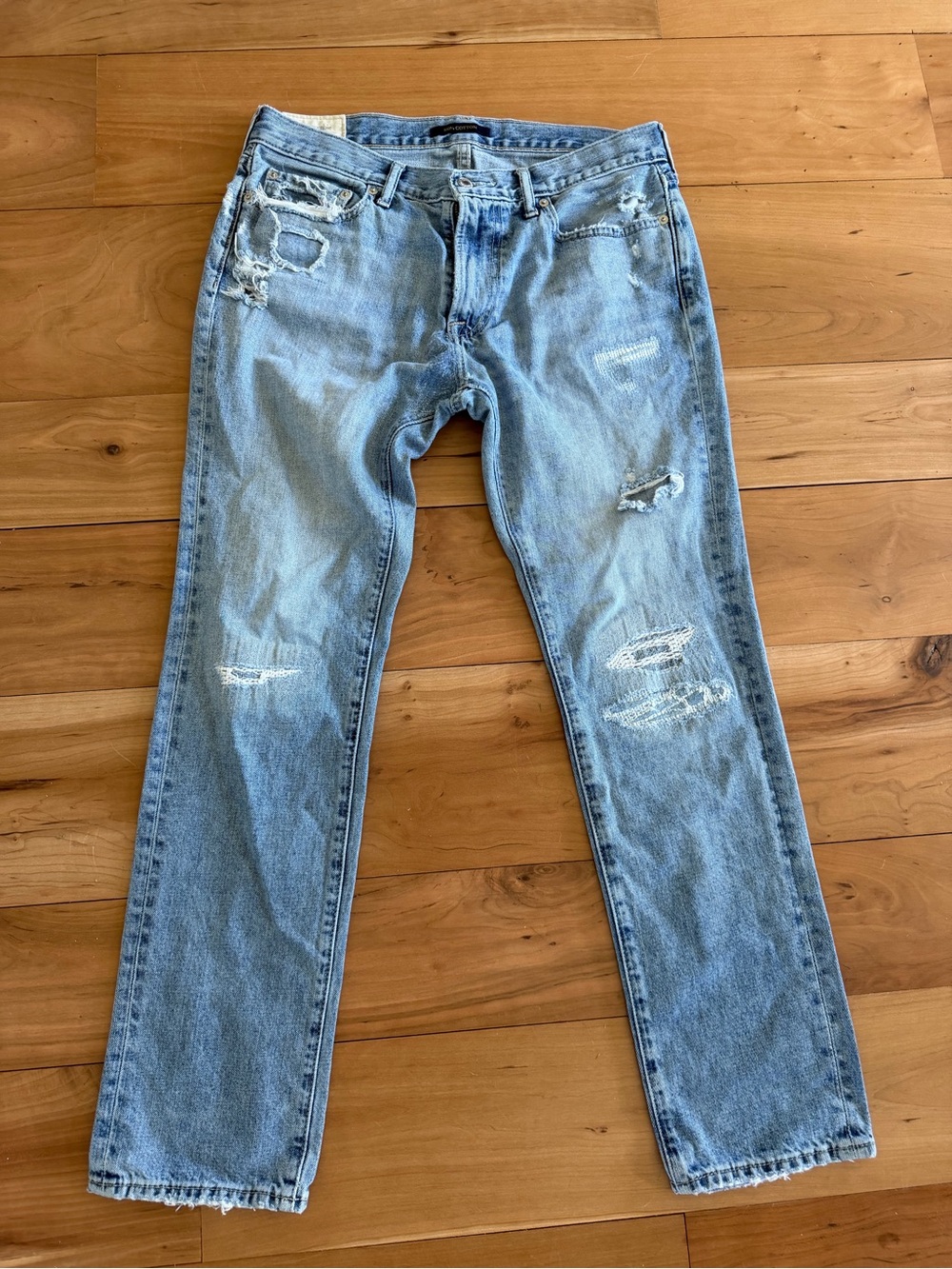 Abercrombie & Fitch Light Blue Distressed Straight Jeans